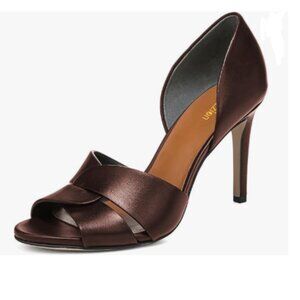 Pazzion Dark Brown Sexy Open Toe High Heeled Slip On Two Pieces Sandals